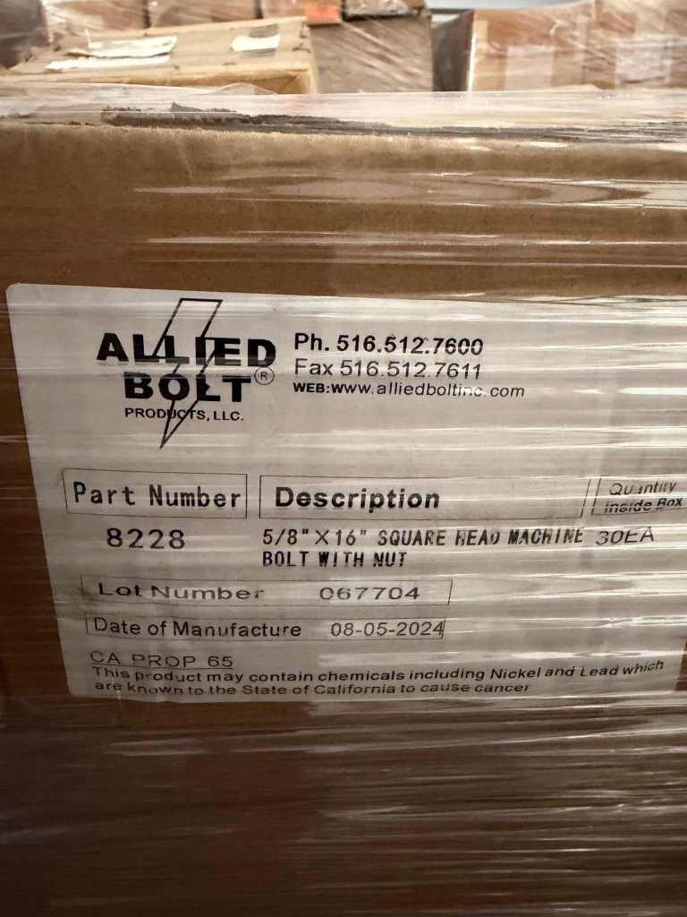 Allied Bolt Products, LLC - allied bolt 8228 - 5/8" x 16" Square Head Machine Bolt with Nut, hot-dip galvanized, used