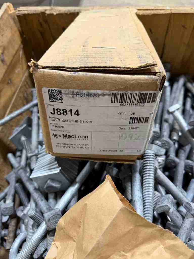 MacLean Power Systems - maclean f614520 - 5/8" x 14" Square Head Machine Bolt with Nut