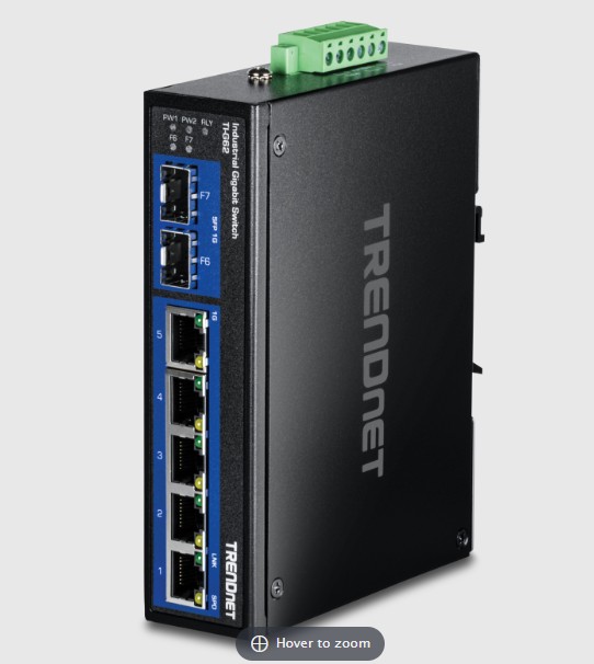 TRENDnet - Ti-g62 - 6-Port Hardened Industrial Gigabit DIN-Rail Switch