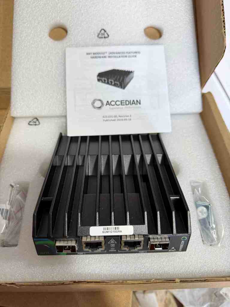 Accedian Networks - ant-1000-ax-rh-ac - Network Performance Module with dual SFP/RJ-45 ports, 0.4A 100-240 VAC input, and