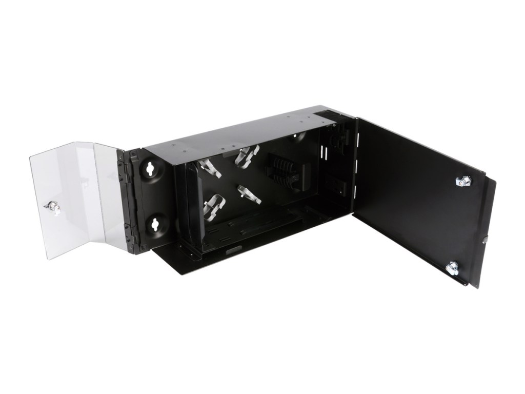 Corning - wche-02p - Wall-mountable fiber optic connector housing designed to hold two CCH connector panels.